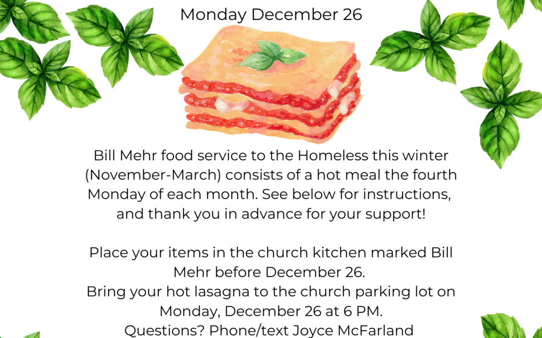 Bill Mehr Shelter Dinner – December