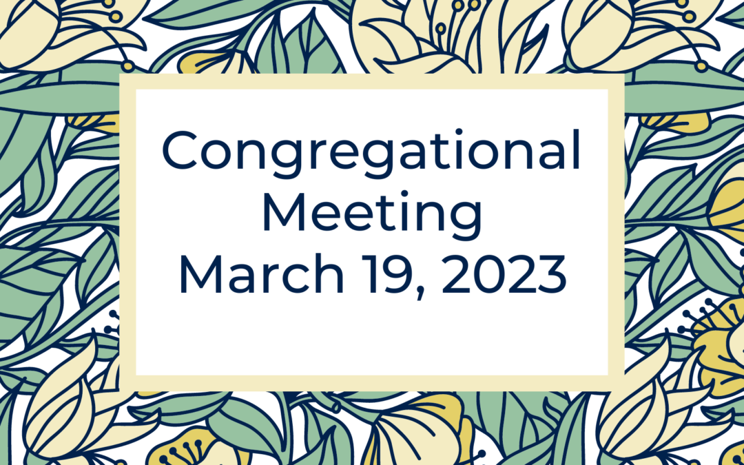 Special Congregational Meeting – March 19